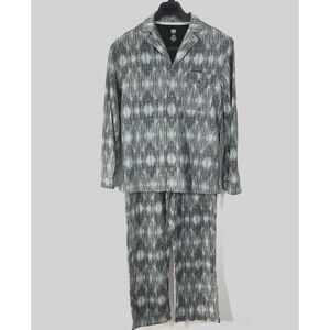FRYE Premium Sleepwear‎ Mens Large Flannel Print Notched Set Gray Cotton Blend